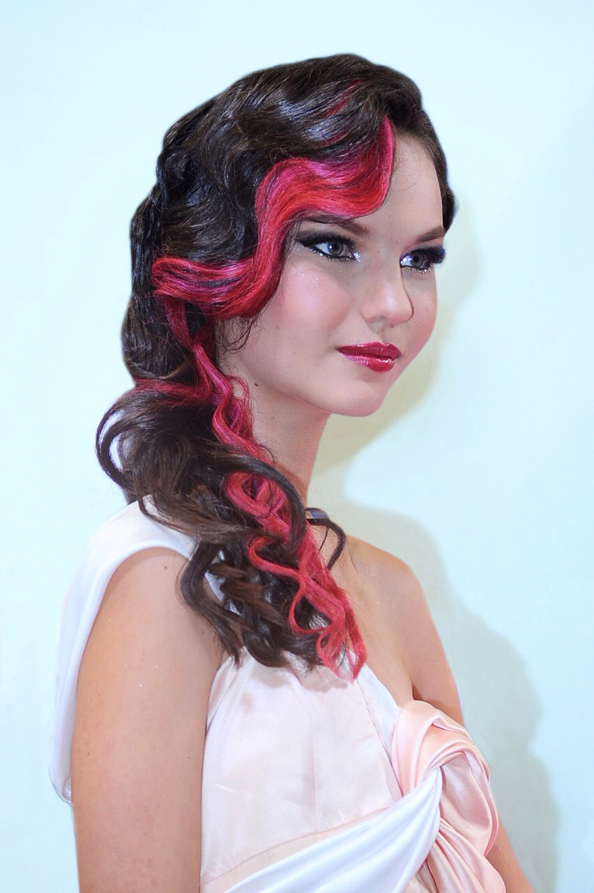 Creative red and black hair styling