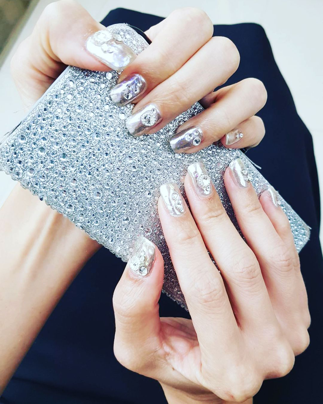 Silver nail art